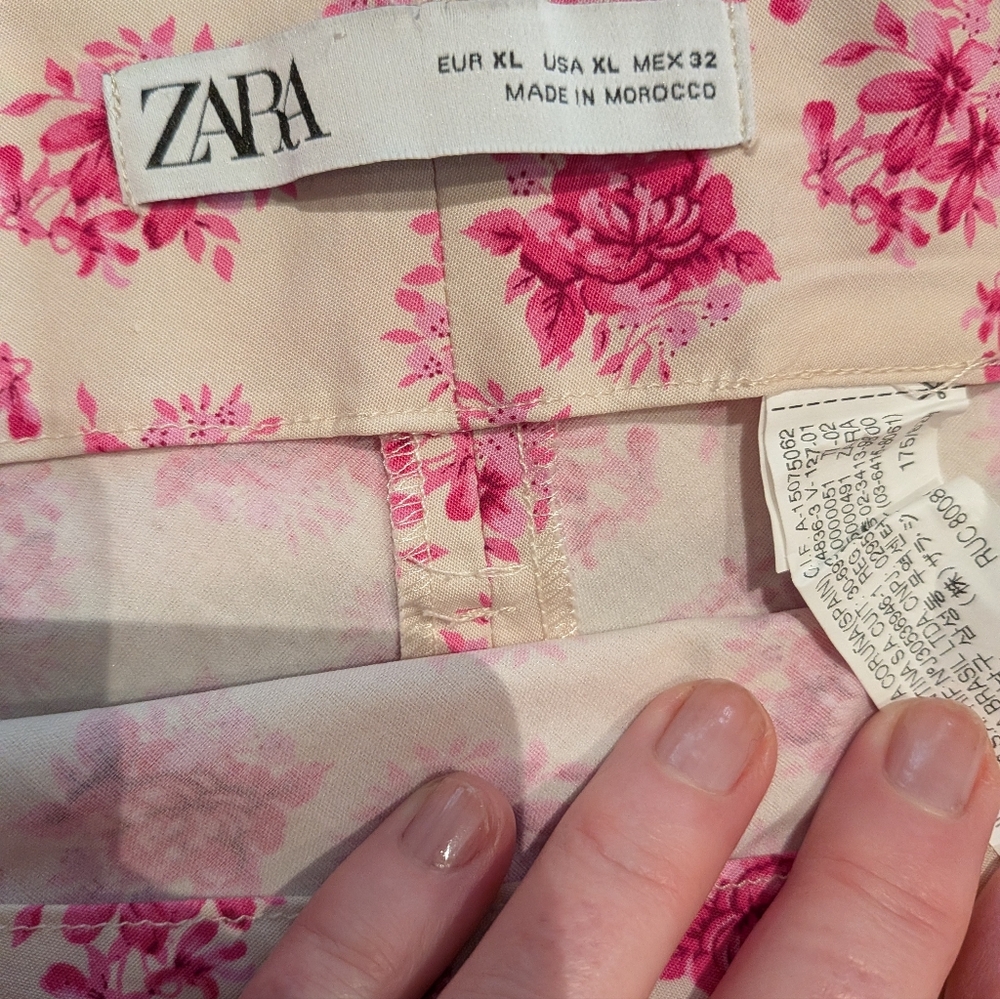 Zara Pink Floral Print Skirt Size XL - Picture 2 of 5